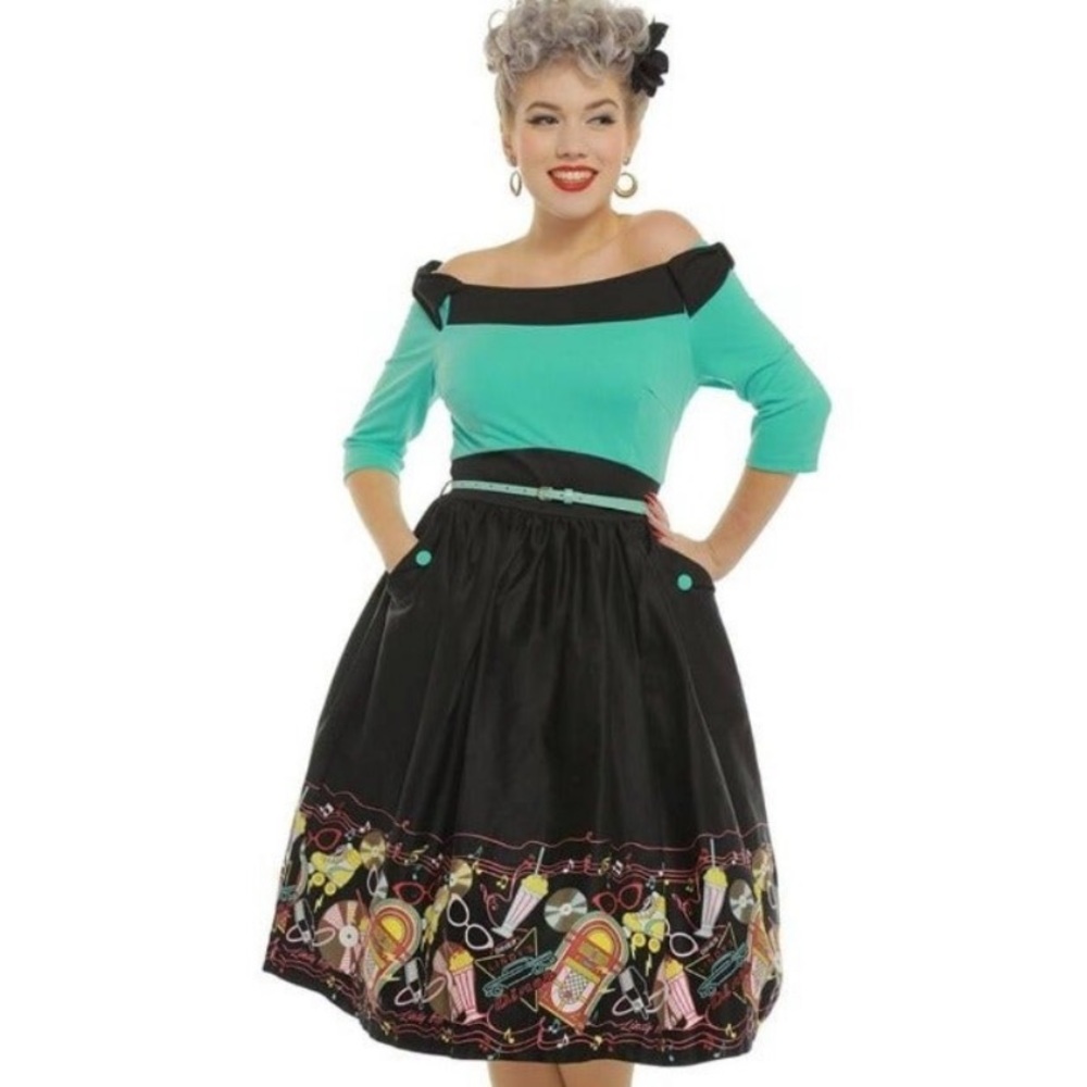 Lindy bop rare 1950s inspired blue diner swing dress